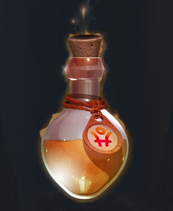 Good thing it's labeled with that completely indecipherable rune. Wouldn't want to just drink an unlabeled potion, after all.