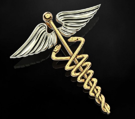 Technically the symbol of Hermes, the god of trade and commerce, the Caduceus has nonetheless been appropriated as a symbol of healing.